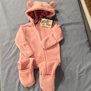 Bass Pro Shops Pink Fleece Baby One-Piece Hooded coveralls